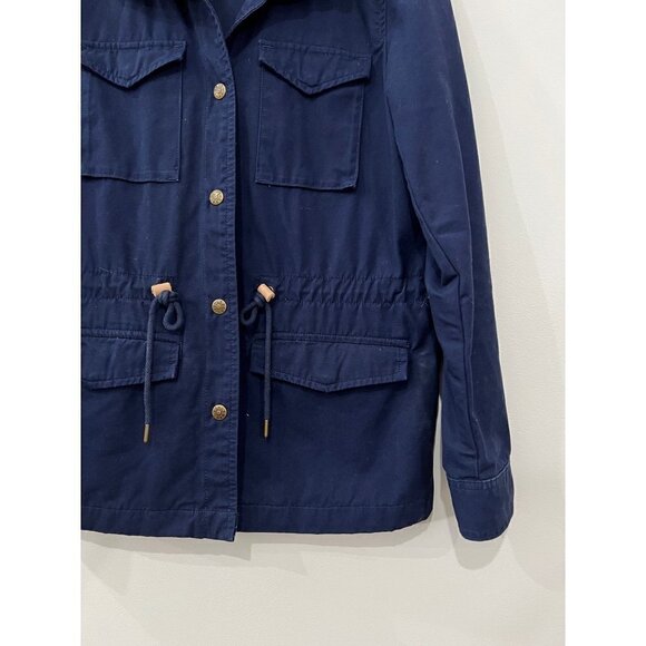 Levi’s Size XS Button Up Waist Tie Utility Field Jacket Navy 100% Cotton - Picture 5 of 11